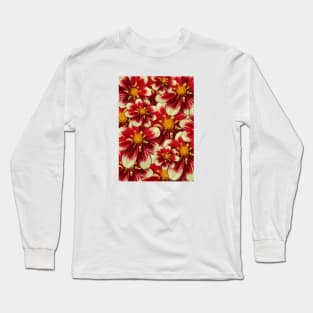 Red Hibiscus Floral Pattern Long Sleeve T-Shirt